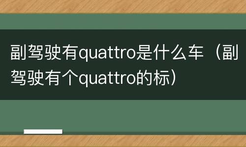 副驾驶有quattro是什么车（副驾驶有个quattro的标）