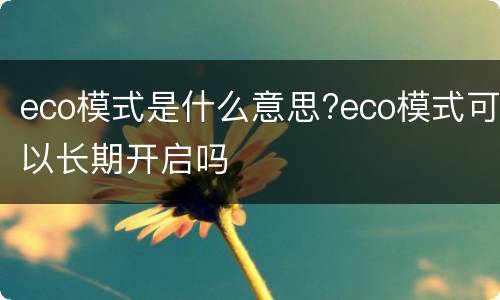 eco模式是什么意思?eco模式可以长期开启吗