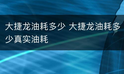 大捷龙油耗多少 大捷龙油耗多少真实油耗