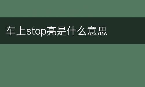 车上stop亮是什么意思