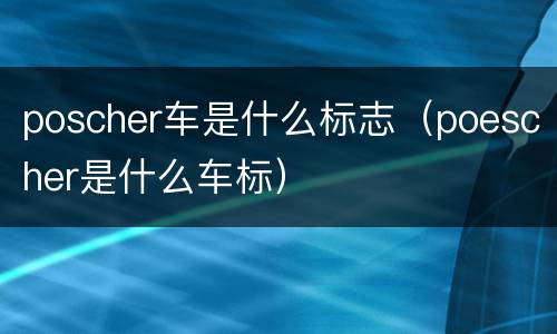 poscher车是什么标志（poescher是什么车标）