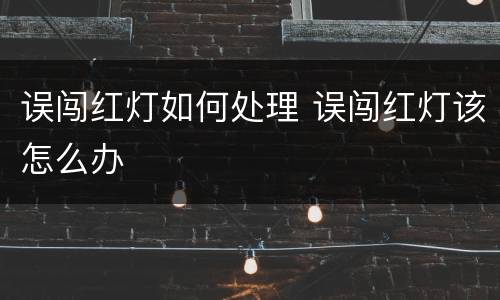 误闯红灯如何处理 误闯红灯该怎么办