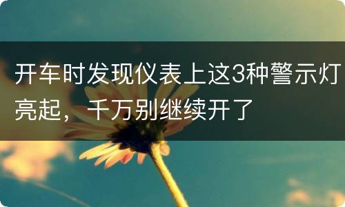 开车时发现仪表上这3种警示灯亮起，千万别继续开了