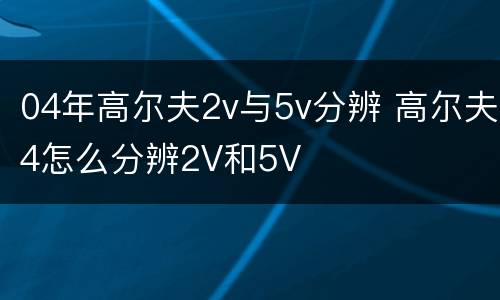 04年高尔夫2v与5v分辨 高尔夫4怎么分辨2V和5V