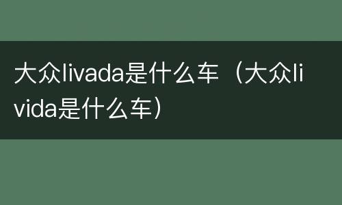 大众livada是什么车（大众livida是什么车）