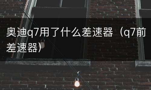奥迪q7用了什么差速器（q7前差速器）