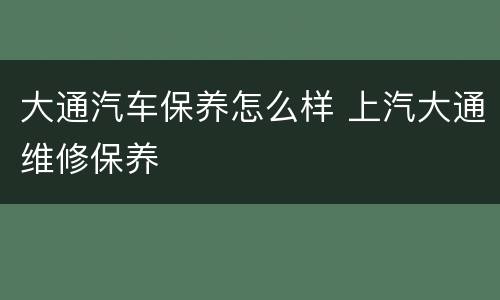 大通汽车保养怎么样 上汽大通维修保养