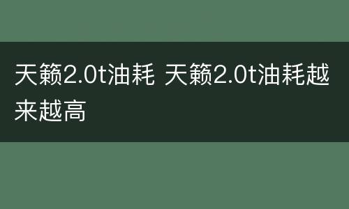 天籁2.0t油耗 天籁2.0t油耗越来越高