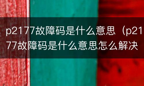 p2177故障码是什么意思（p2177故障码是什么意思怎么解决别克君威）