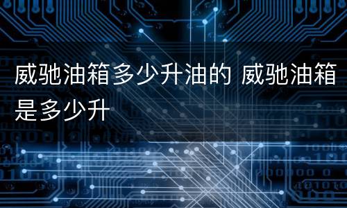 威驰油箱多少升油的 威驰油箱是多少升
