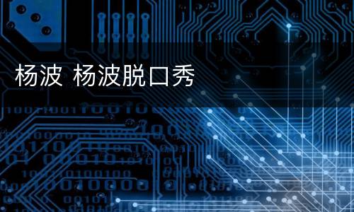 杨波 杨波脱口秀
