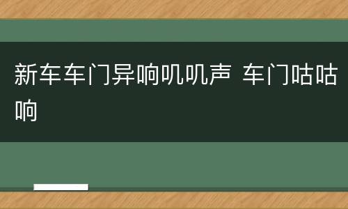 新车车门异响叽叽声 车门咕咕响