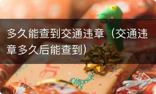 多久能查到交通违章（交通违章多久后能查到）