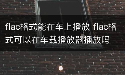 flac格式能在车上播放 flac格式可以在车载播放器播放吗