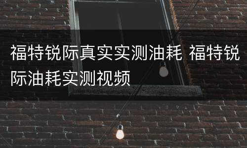 福特锐际真实实测油耗 福特锐际油耗实测视频