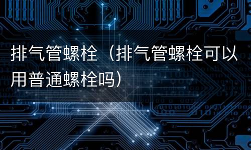 排气管螺栓（排气管螺栓可以用普通螺栓吗）