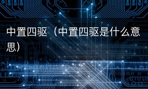 中置四驱（中置四驱是什么意思）