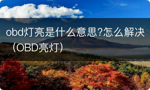 obd灯亮是什么意思?怎么解决（OBD亮灯）