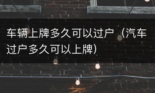 车辆上牌多久可以过户（汽车过户多久可以上牌）