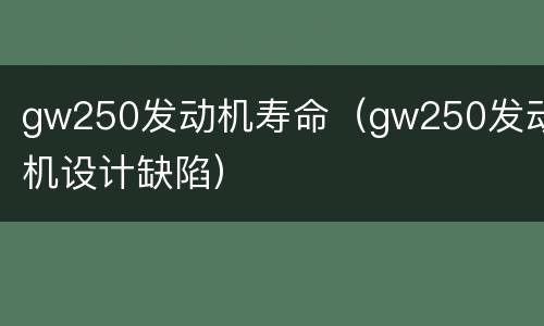 gw250发动机寿命（gw250发动机设计缺陷）
