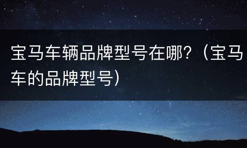宝马车辆品牌型号在哪?（宝马车的品牌型号）