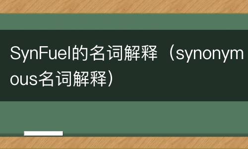 SynFuel的名词解释（synonymous名词解释）