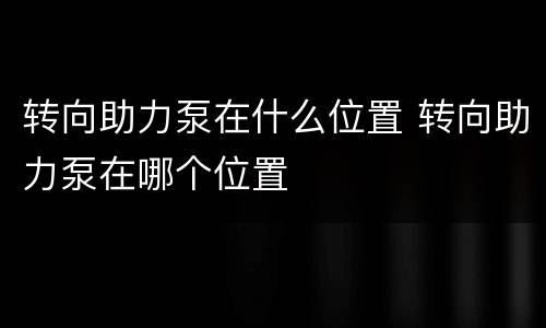 转向助力泵在什么位置 转向助力泵在哪个位置