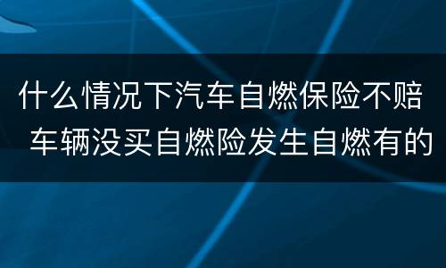 什么情况下汽车自燃保险不赔 车辆没买自燃险发生自燃有的赔吗
