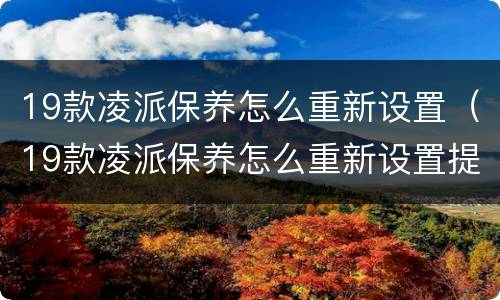 19款凌派保养怎么重新设置（19款凌派保养怎么重新设置提示）