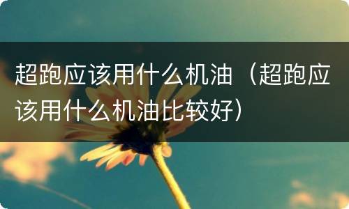超跑应该用什么机油（超跑应该用什么机油比较好）