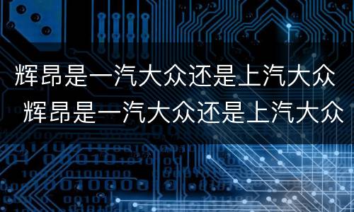 辉昂是一汽大众还是上汽大众 辉昂是一汽大众还是上汽大众的车