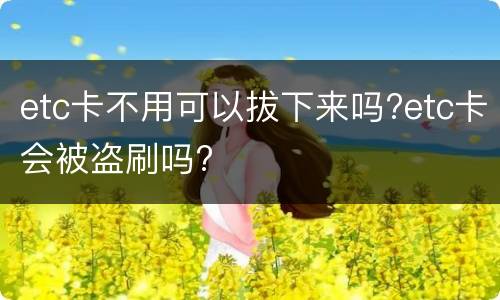 etc卡不用可以拔下来吗?etc卡会被盗刷吗?