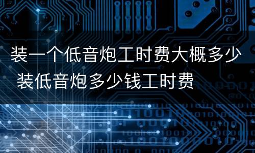 装一个低音炮工时费大概多少 装低音炮多少钱工时费