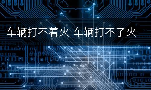 车辆打不着火 车辆打不了火