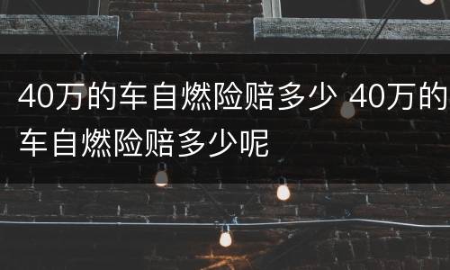 40万的车自燃险赔多少 40万的车自燃险赔多少呢