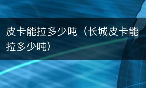 皮卡能拉多少吨（长城皮卡能拉多少吨）