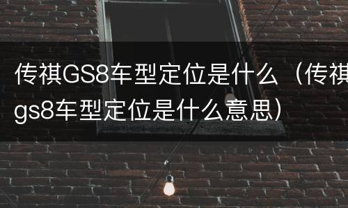 传祺GS8车型定位是什么（传祺gs8车型定位是什么意思）