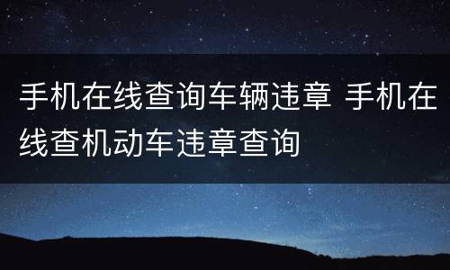 手机在线查询车辆违章 手机在线查机动车违章查询