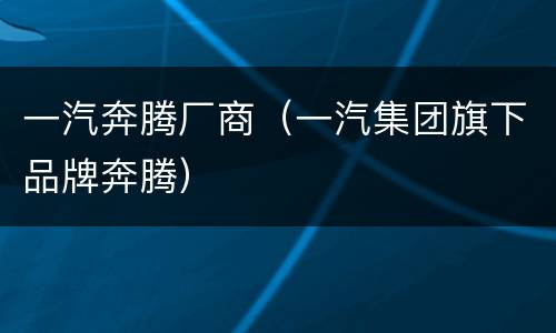 一汽奔腾厂商（一汽集团旗下品牌奔腾）