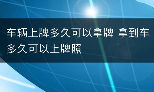车辆上牌多久可以拿牌 拿到车多久可以上牌照