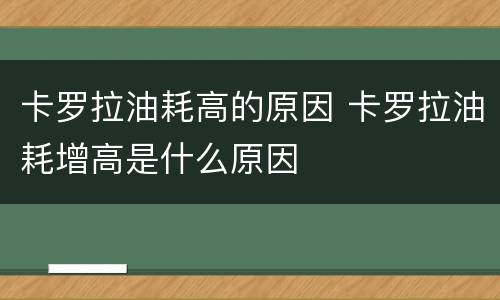 卡罗拉油耗高的原因 卡罗拉油耗增高是什么原因