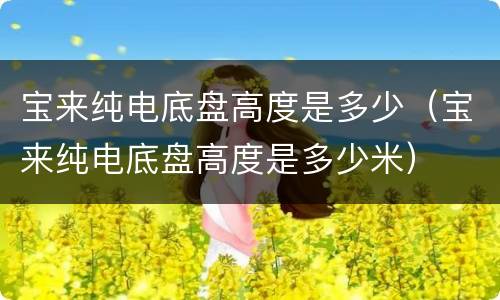宝来纯电底盘高度是多少（宝来纯电底盘高度是多少米）