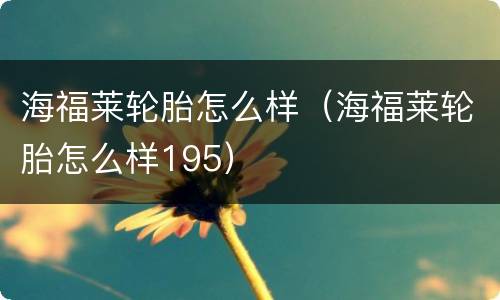 海福莱轮胎怎么样（海福莱轮胎怎么样195）