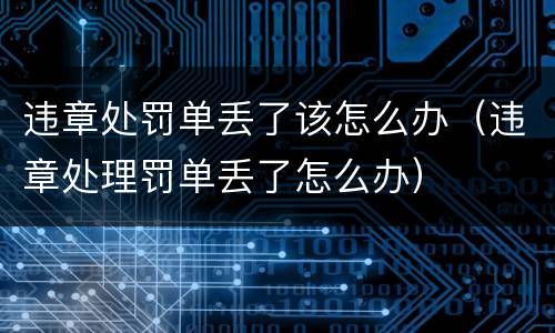 违章处罚单丢了该怎么办（违章处理罚单丢了怎么办）