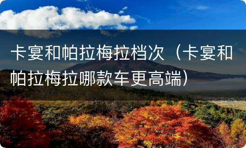 卡宴和帕拉梅拉档次（卡宴和帕拉梅拉哪款车更高端）