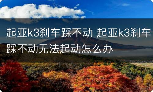 起亚k3刹车踩不动 起亚k3刹车踩不动无法起动怎么办