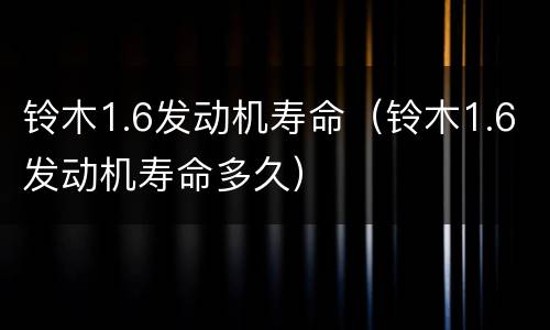 铃木1.6发动机寿命（铃木1.6发动机寿命多久）