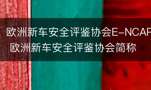 欧洲新车安全评鉴协会E-NCAP 欧洲新车安全评鉴协会简称