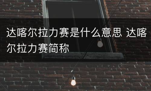 达喀尔拉力赛是什么意思 达喀尔拉力赛简称