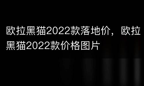 欧拉黑猫2022款落地价，欧拉黑猫2022款价格图片